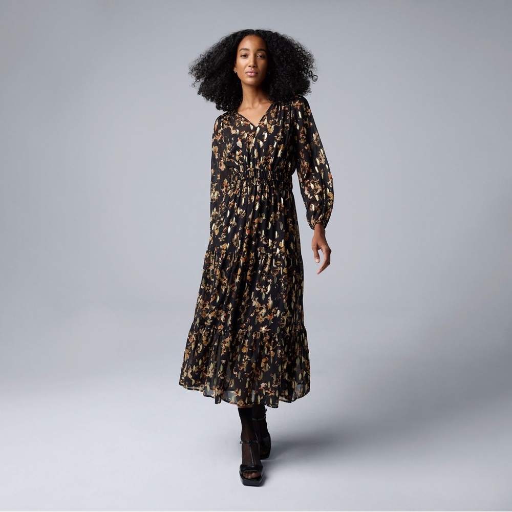 Simply Vera Wang V-neck Tiered Maxidress